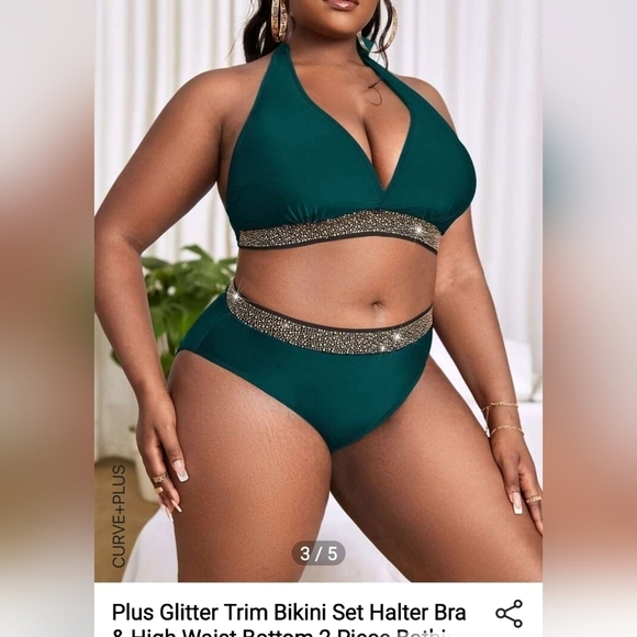 New 2 piece Halter top Bikini  Bathing Suit Swim Suit Plus Size 4XL - Picture 6 of 6
